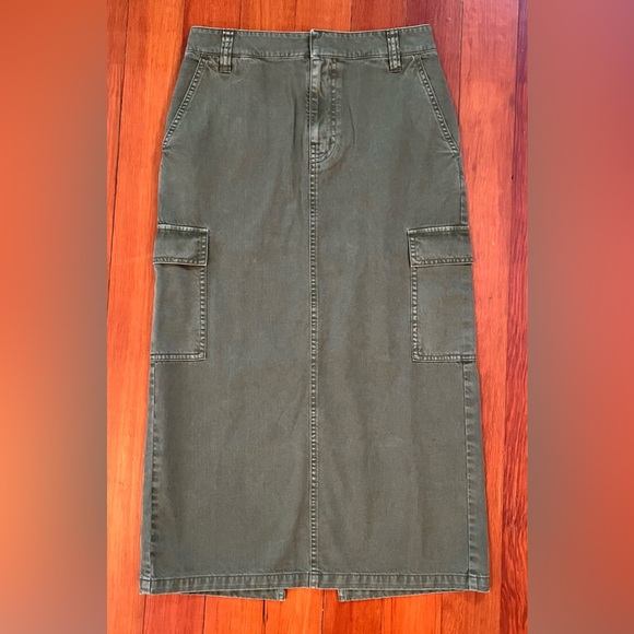 NWT Madewell Garment-Dyed Cargo Midi Skirt - 25 - Olive Green - Picture 6 of 9